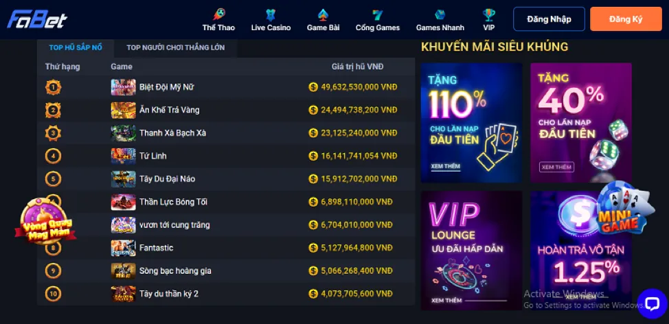 Đặc quyền VIP tại 22win login